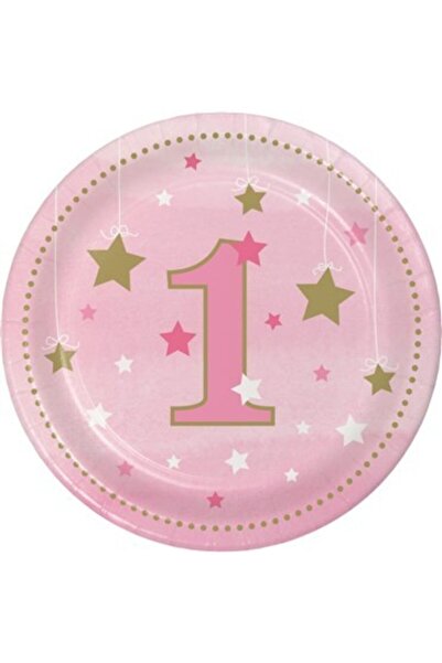 Parti Dünyası One Little Star Pembe 1 Yaş 8 Li Pasta Tabağı