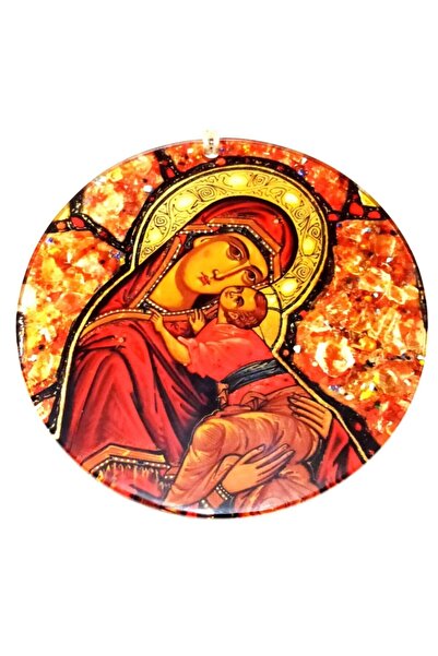 Mixperi Füzyon Cam Meryem Ana ve Bebek Isa Resimli El Yapımı Duvar Süsü Noel ...