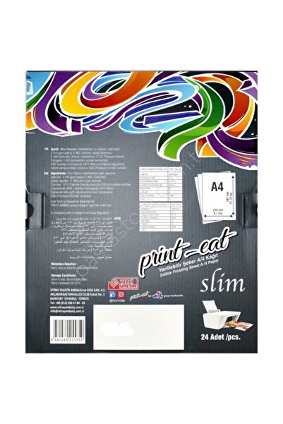 Korinitta Resim Baskı Kağıdı Şeker A4 Slim 25 Li