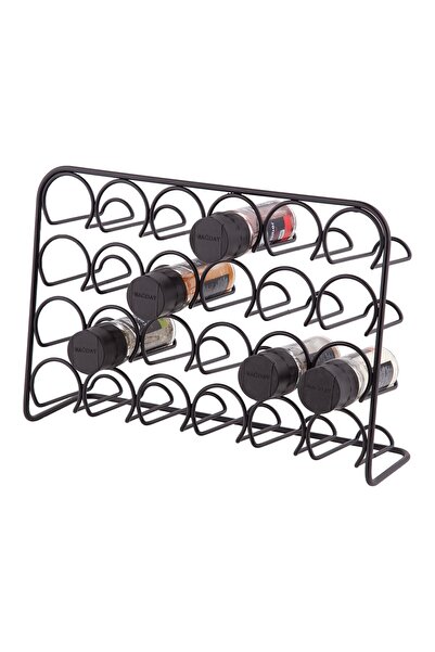 Teknotel حامل منظم توابل ملح أسود غير لامع مكون من 24 قطعة - MG029