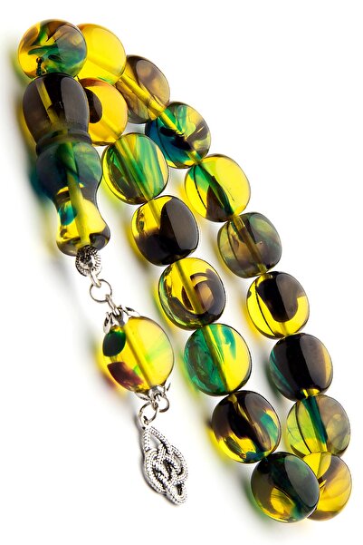 OTTOTESBİH Mascota masculină, înălțime, verde, galben, negru, culoare, praf, chihlimbar, Efe Tesbihi, 14x15mm