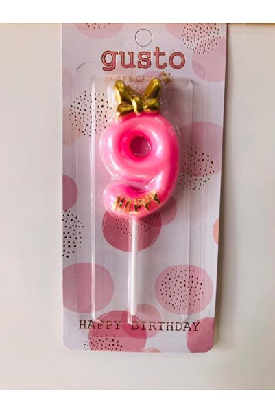 Dr. Gusto Kurdelalı Pembe Sayı Rakam Mum 9