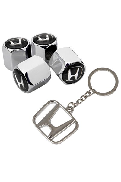 GARDENAUTO هوندا تايبر - 4 قطع غطاء صمام ملون كروم وسلسلة مفاتيح