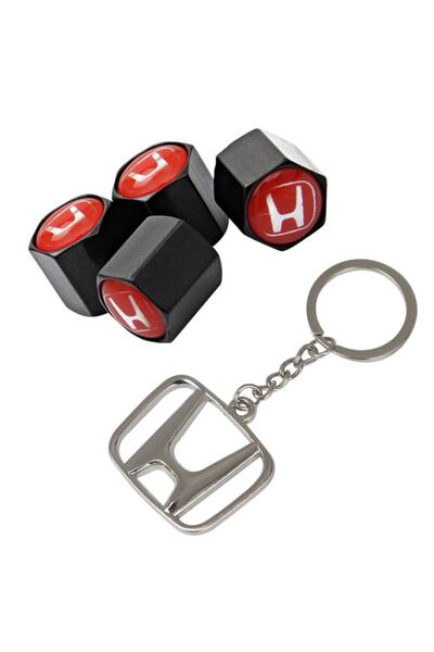 GARDENAUTO هوندا Hrv - غطاء صمام معدني، 4 قطع وسلسلة مفاتيح كروم، Krl