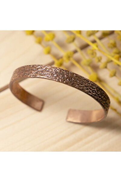 LC19 El Yapımı Şık Tasarım Kalın Dövülmüş Saf Bakır Bilezik Bakır Takı Romati...