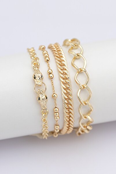 Sortie Aksesuar Yılan Figürlü 4'lü Kombin Bileklik 019