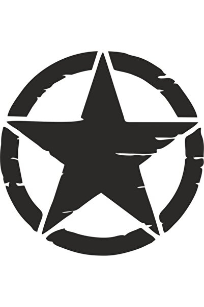 Quart Aksesuar 2 Adet Army Star, Askeri Yıldız Off Road Sticker Siyah 30 Cm