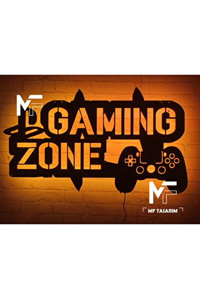MF TASARIM Gamıng Zone Rgb Led Işıklı Ahşap Mdf Dekoratif Tablo