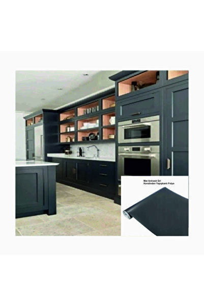 Baskı Madeni Mat Antrasit Gri (61 CM X 1 METRE) Kendinden Yapışkanlı Kaplama Folyosu