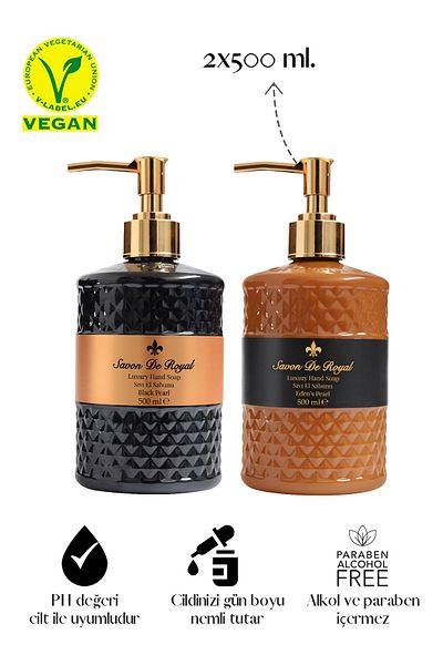 Savon De Royal Luxury Vegan Liquid Soap Black And Eden's Pearl 500 Ml
