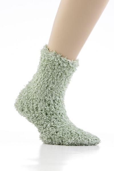 Relaxfit Seamless Yumuşacık Yeşil Peluş Bayan Ev Botu Uyku Çorabı