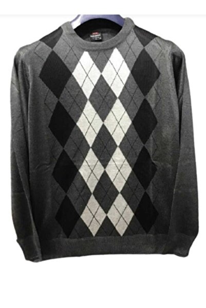 NACAR STORE Men's Crew Neck Patterned Thin Wool Knitwear Sweater