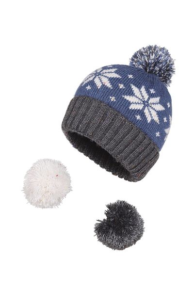 Fonem Unisex Plays Beanie with Three Pompoms Fo 2568 Smoked-indigo