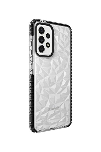 Molly Galaxy A72 Uyumlu Kenarları Siyah Renkli Kristal Şeffaf Silikon Kılıf