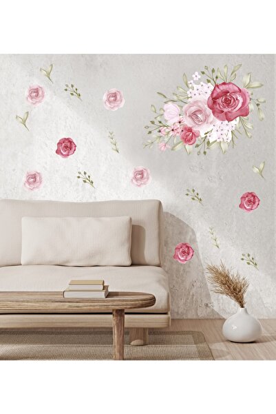 Sticker Sepetim Wall Sticker Set - Rose And Leaves
