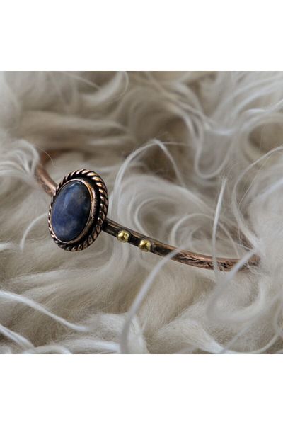 LC19 Sodalite Natural Stone - Pure Copper Bracelet, Logic and Intuition Stone, Antibacterial Nickel Free
