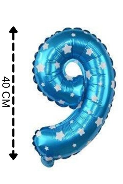 ELGALA بالون فويل رقم 9 بالون هيليوم 40 سم لون أزرق
