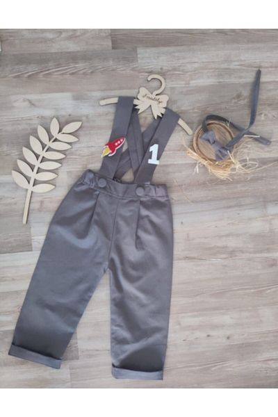 Feriatolye Space Concept Dark Gray Salopette Boy's Birthday Outfit