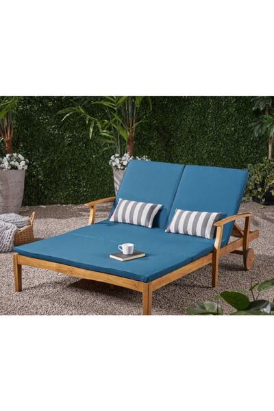 BUĞLEM Ultra Geniş 140x200cm Ahşap Bahçe Yatak Şezlong