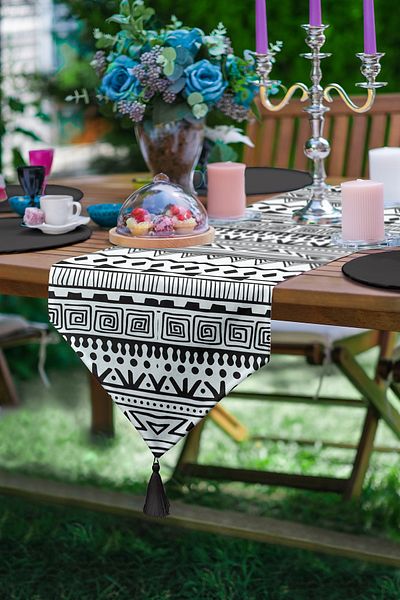 Realhomes Alb-negru Decor African Motiv Modern Design Special Alerg triunghi din chenille