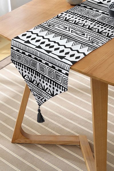 Realhomes Alb-negru Decor African Motiv Modern Design Special Alerg triunghi din chenille