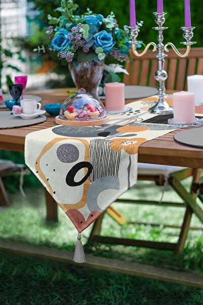 Realhomes Sanatsal Motifli Çiçek Detaylı Dijital Baskılı Özel Tasarım Püsküll...