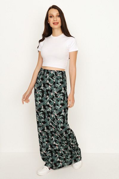 Select Moda Fusta maxi verde cu model floral de damă