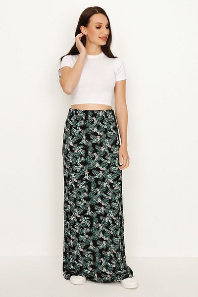 Select Moda Fusta maxi verde cu model floral de damă