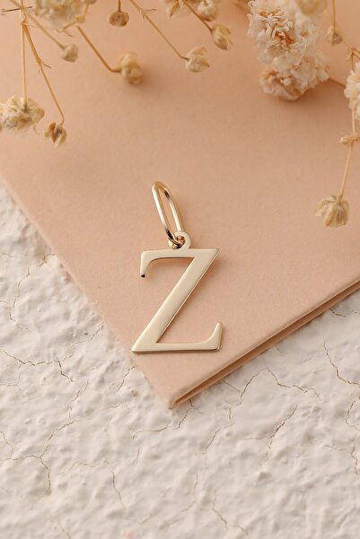 MİLET KUYUMCULUK 14 Ayar Altın Z Harfi Plaka Kolye Ucu