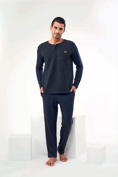 PJS 22606 Ανδρικό μακρυμάνικο σετ πιτζάμα - Navy Blue