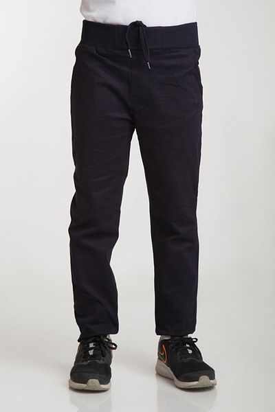 OKULCA Navy Blue Ribbed Waist Lycra Canvas School Trousers