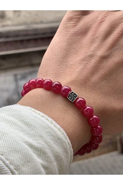 DURAN TAKI TASARIM Genuine Ruby Stone Silver Bracelet with Apparatus