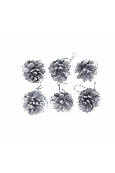 Perrla Shop Ornament Con de Pin Argintiu 4 cm 6 Buc