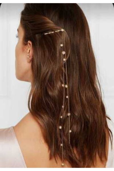 hbtasarim Şık Özel Tasarım Incili&zincirli Firkete Tel Toka