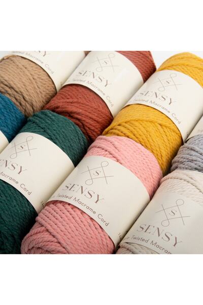 SENSY Premium 3 Büküm Makrome Ipi 3mm Üç Büküm Taranabilir Makrome Halat Ip 2li Set 500 gr Somon