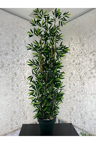 Bahçem Yapay Yoğun Yapraklı 10 Gövde Saksılı Bambu Ağacı