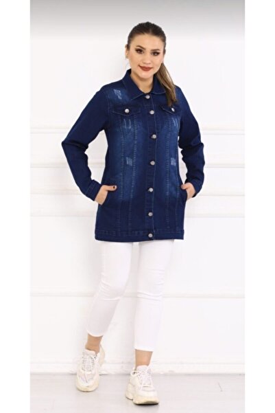 Moda Boliw Μπουφάν Boyfrent τζιν σε μπλε ναυτικό χρώμα