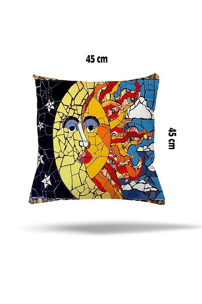 on the clouds Μωσαϊκό Sun Moon Ethnic Pattern Μαξιλαροθήκη με κρυφό φερμουάρ Ριχτάρι Μαξιλαροθήκη Κάλυμμα Μαξιλαροθήκη καναπέ