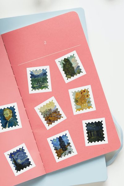 Kinder Garden 64 Parça Pul Görünümlü Van Gogh Ünlü Tablolar Temalı Dekoratif Sticker Yapışkan Seti