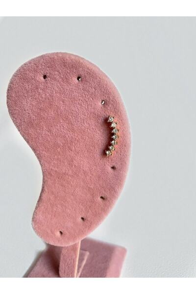 Mien Store Kadın / Kız Gold Rengi Cerrahi Çelik 7 Taşlı Tragus Kıkırdak Piercing 6mm