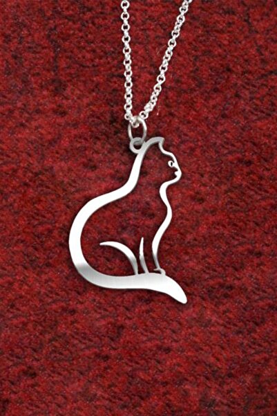 Redstone Store Kedi Model Gümüş Kolye
