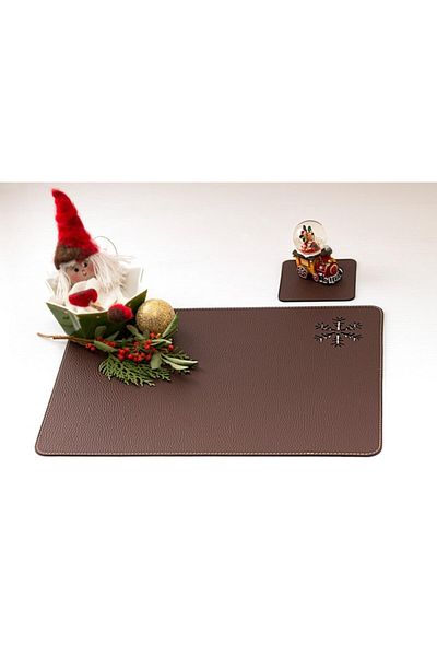 ASENA DESİGN American Service Leather Snowflake Christmas Brown 12 Pieces