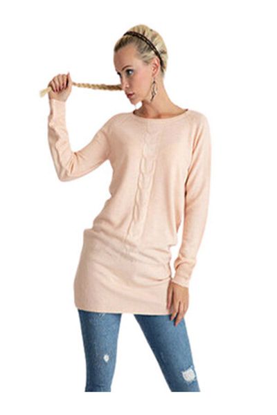 CEBECİ TİCARET Women's Sweater Knitwear Boat Neck Powder