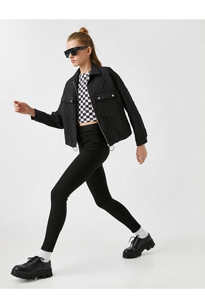Koton Blugi skinny de damă Pantaloni slim din denim negru 2sal40027mw