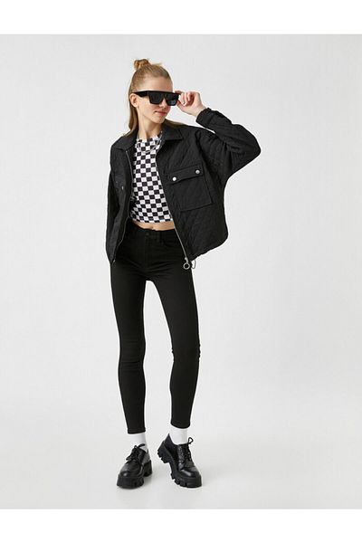 Koton Blugi skinny de damă Pantaloni slim din denim negru 2sal40027mw
