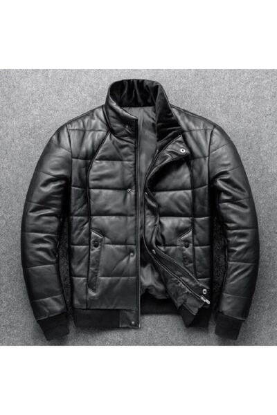 UMBERTOPELLE DERİ Hakiki Deri Erkek Şişme Mont