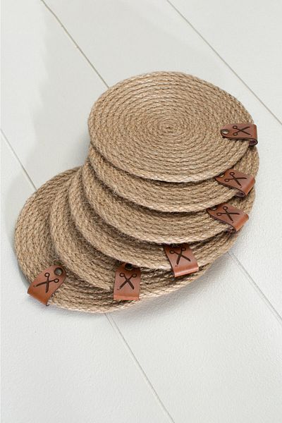 Homever Straw Coaster 6 Pieces 13cm - Natural Jute Rope Braid Candle Coaster Coffee Presentation Set Mug Coaster
