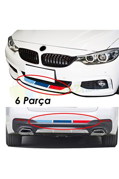 yılmazetic Bmw M Ön Arka Tampon 3 Renk Sticker Set Yapıştırma Etiket 6 Parça