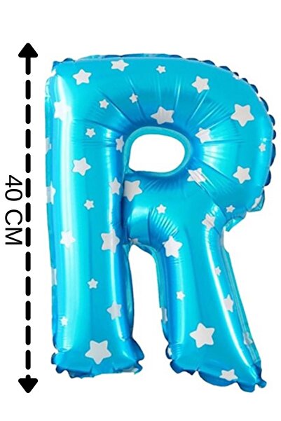 ELGALA Folyo Balon R Harfi Helyum Balon 40 Cm Mavi Renk