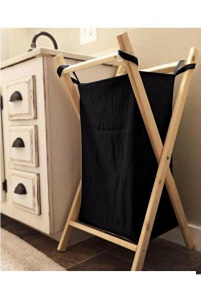 Genel Markalar Ahşap Çamaşır Sepeti -kirli Çamaşır Sepet Katlanır Tek Bölmeli...